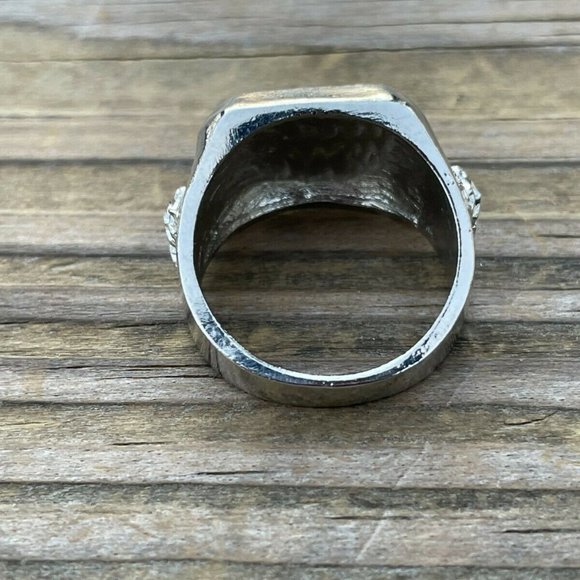 Men Ring Silver Tone Fashion Jewelry Rings Unisex Ring Size 10.5 - Picture 6 of 12